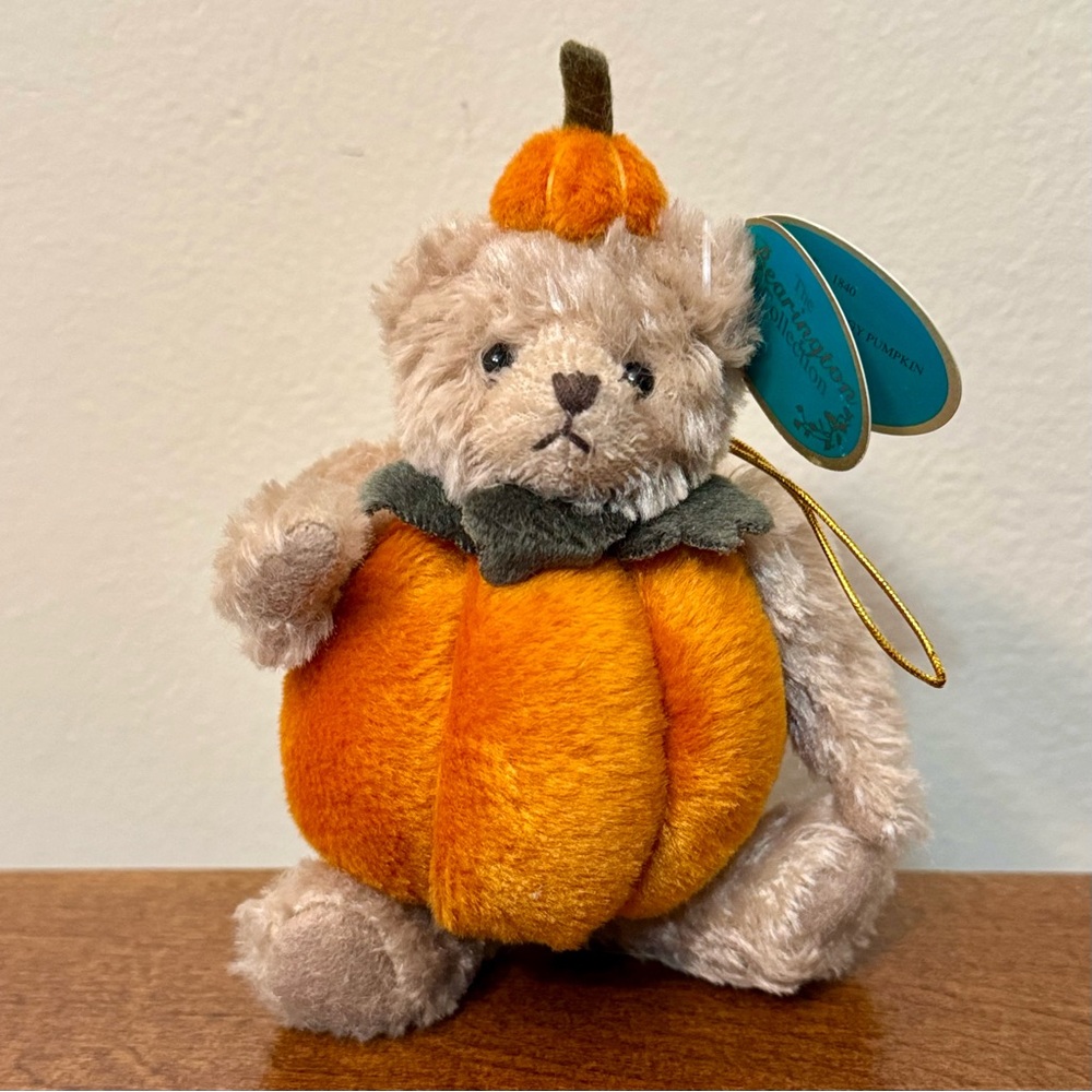 Bearington Collection Pudgy Pumpkin Mini Jointed Halloween Bear 6"H 1840